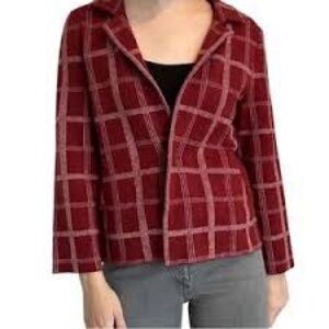 Anthropologie Moth Red Plaid Sweater Blazer